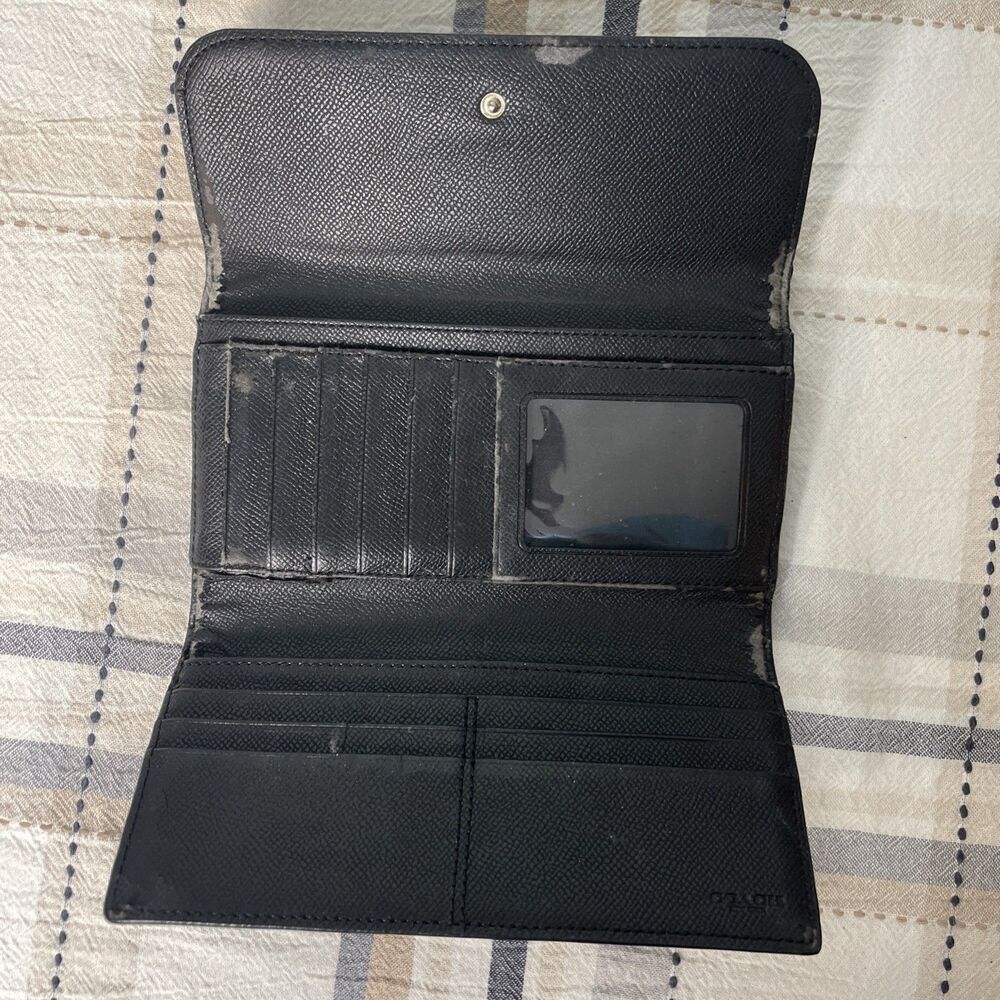 Coach Snap Envelope Wallet Brown with Outside  Zipper Pocket - Picture 4 of 4